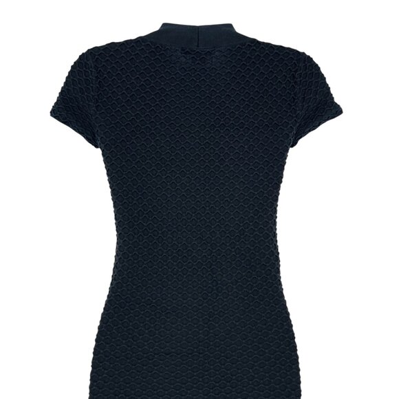 Armani Exchange Black Textured Knit V-Neck Dress Short Sleeve V-Neck Size Small - Picture 8 of 11